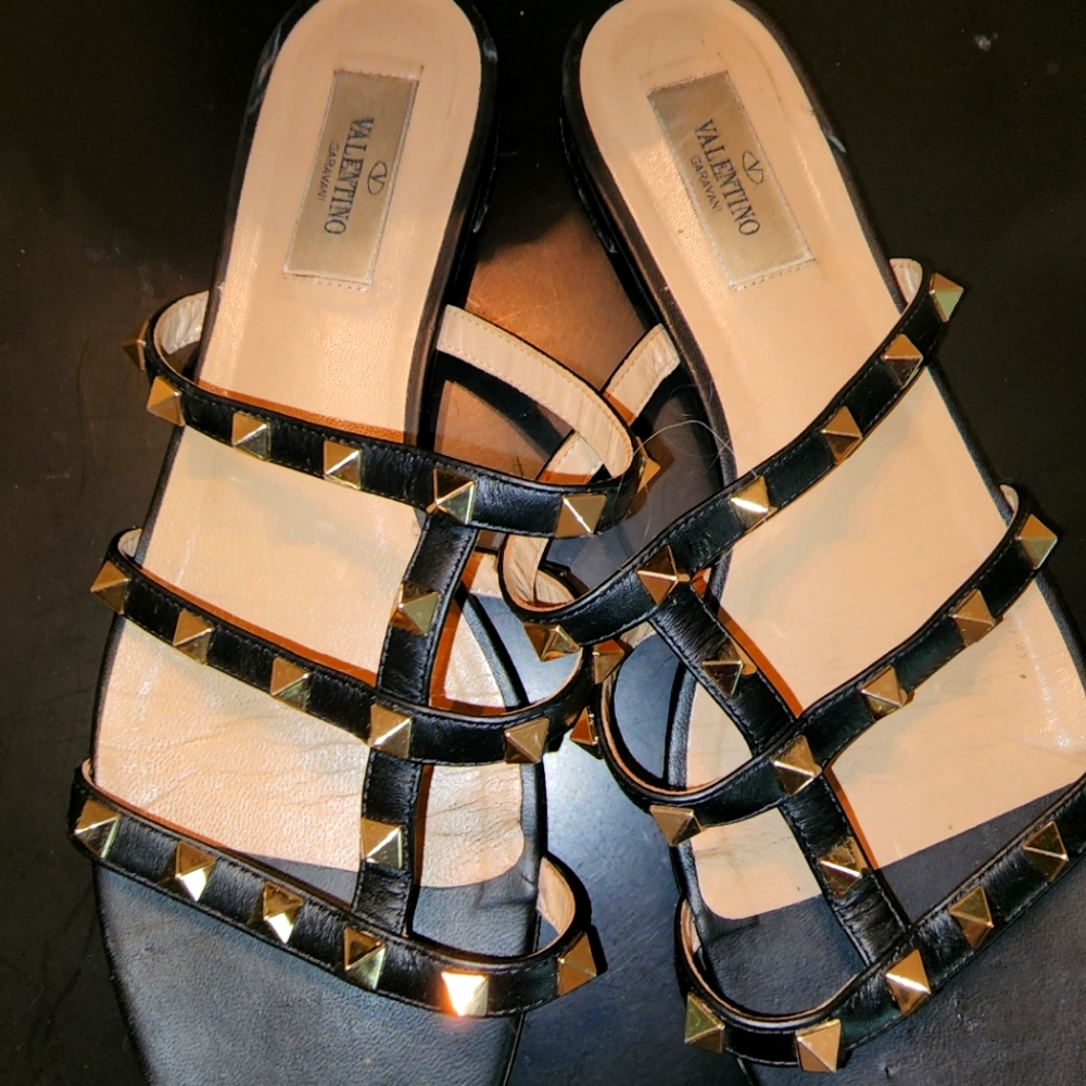 Valentino Rockstud Leather Slides